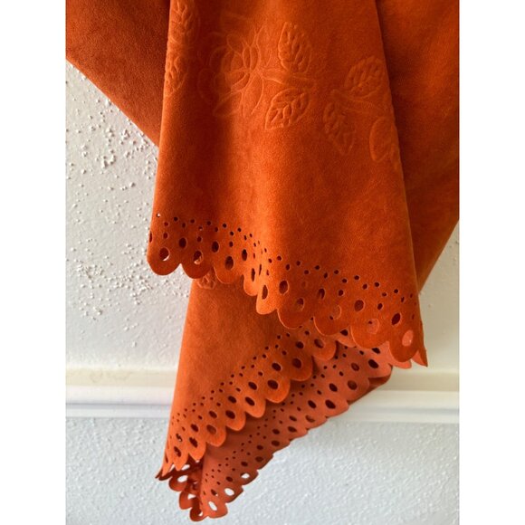 Veeko Orange Suede Sleeveless Dress With Eyelet Hem - Picture 8 of 8